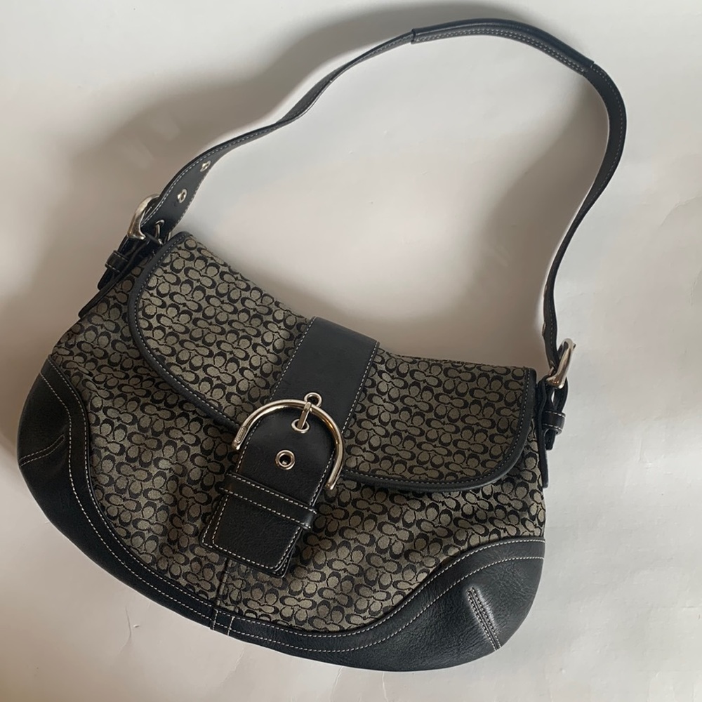 Preloved Vintage Coach Bag | Coach Signature Logo | Black Leather